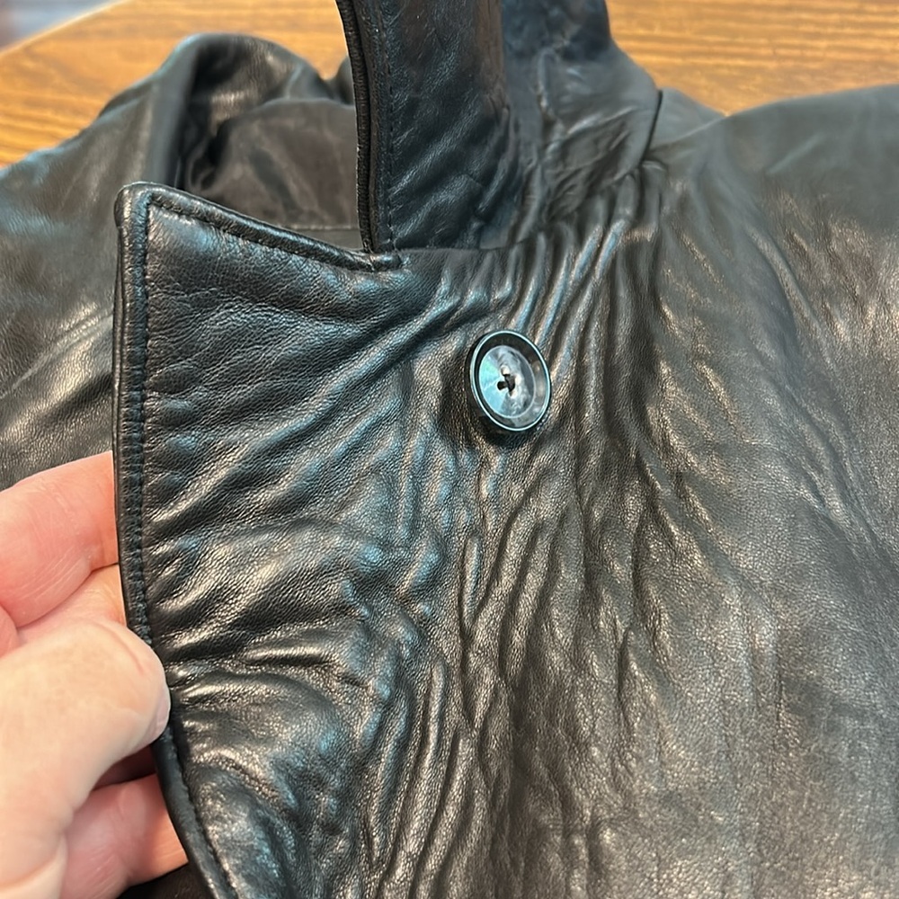 Women's Black Leather Jacket - Picture 11 of 14
